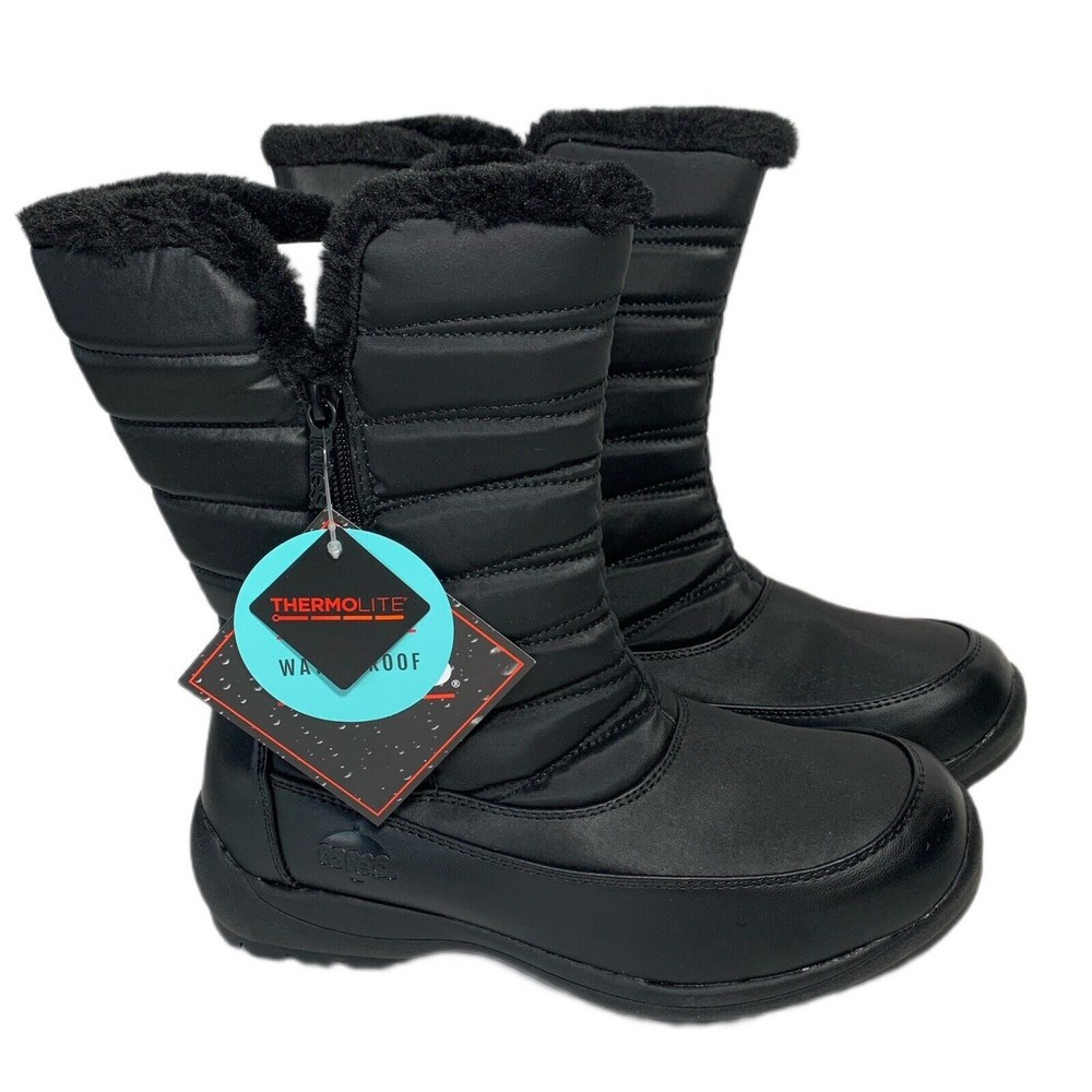 Totes Women's Jennifer Black Waterproof Winter Boots Black Size 9 Medium - Picture 3 of 6